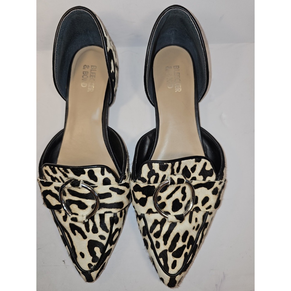 Bleeker & Bond Real Fur Animal Print Almond Toe Flat Women's Size 8.5 Shoes